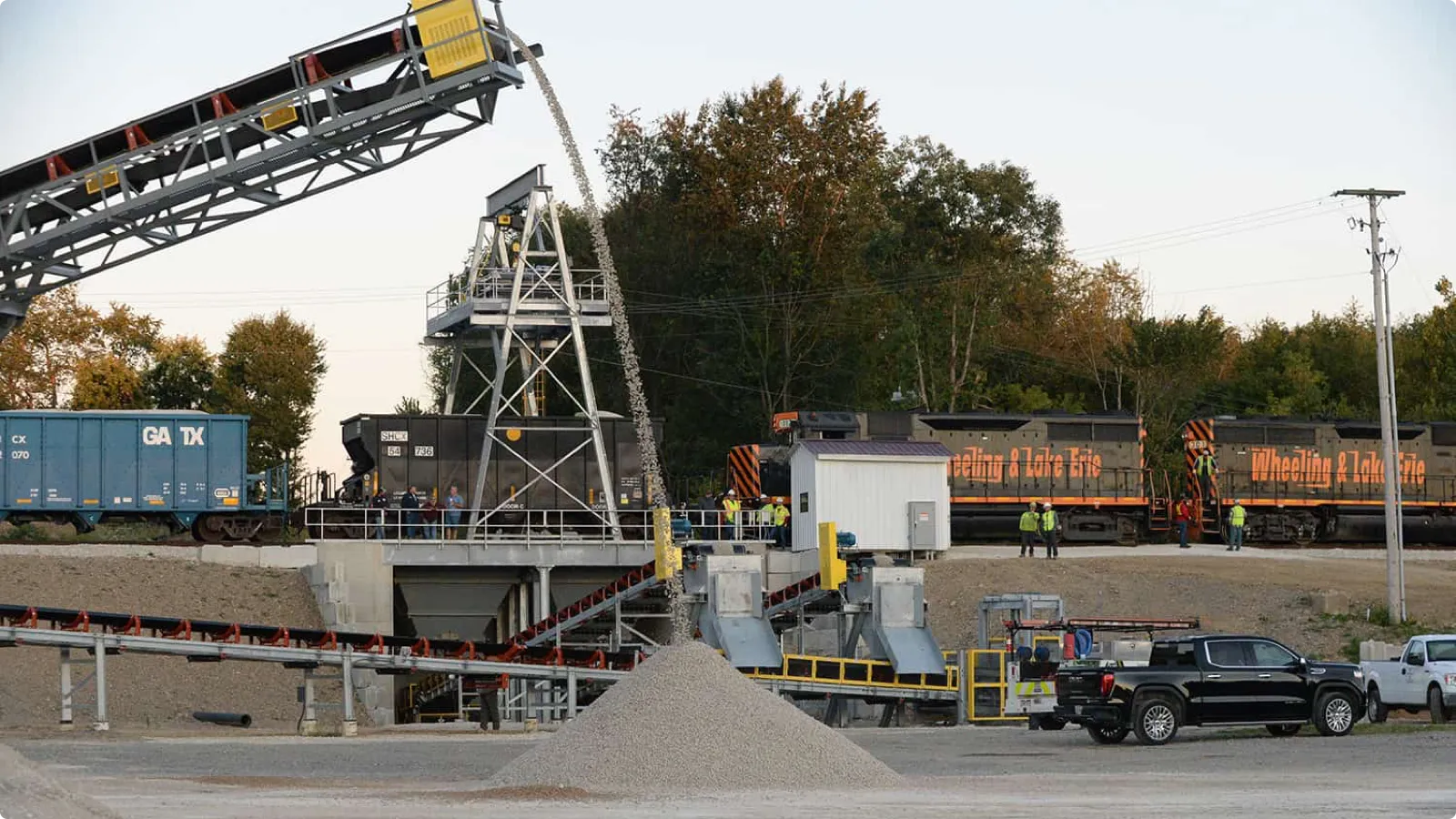 Stone being loaded into a train